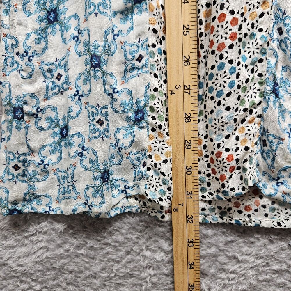 Jane Delancey Womens Patchwork Button Up Shirts Size Medium Colorful Lightweight - Picture 6 of 11